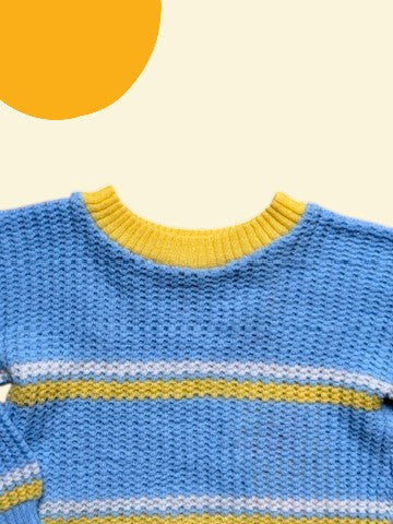 Pull ajouré bleu et jaune - 18/24 mois