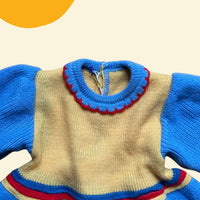 Robe tricot bleu et jaune - 3 mois