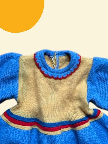 Robe tricot bleu et jaune - 3 mois