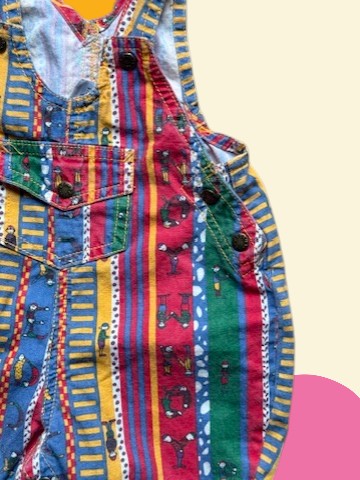 Salopette rayée bonhommes multico - 3 mois