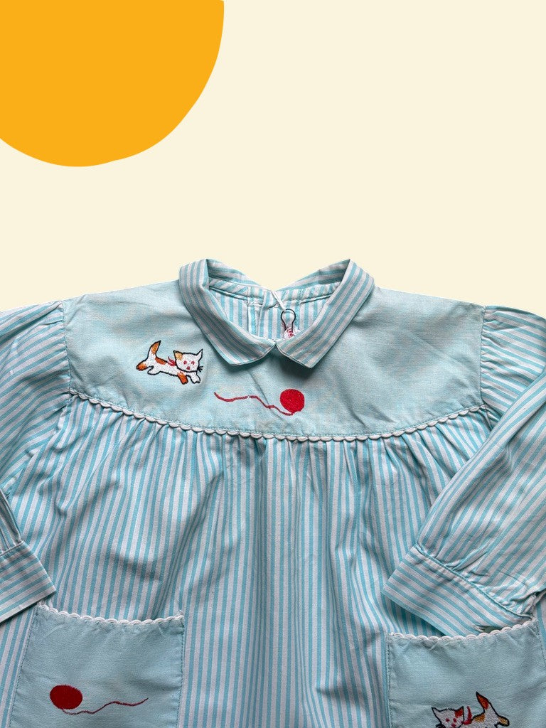 Blouse rayée bleue années 60 - 18/24 mois