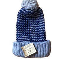 Bonnet rayé bleu et gris - 1/2 ans