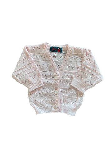 Cardigan mailles ajourées rose - 3 mois