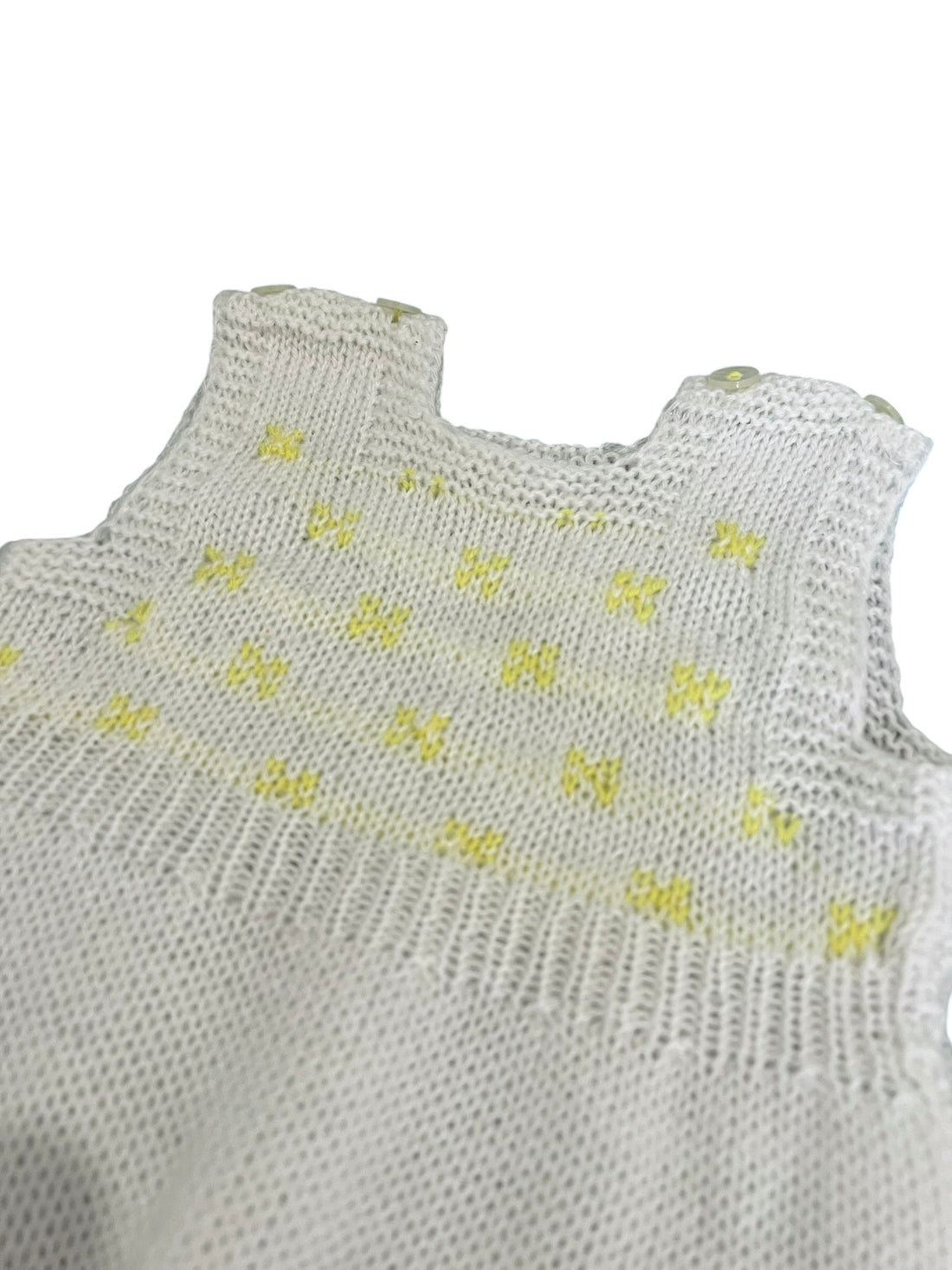 Combinaison tricot blanc et jaune - 3 mois
