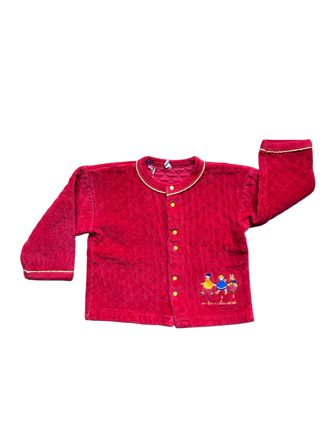 Gilet velours lisse rouge brodé made in Portugal - 12 mois