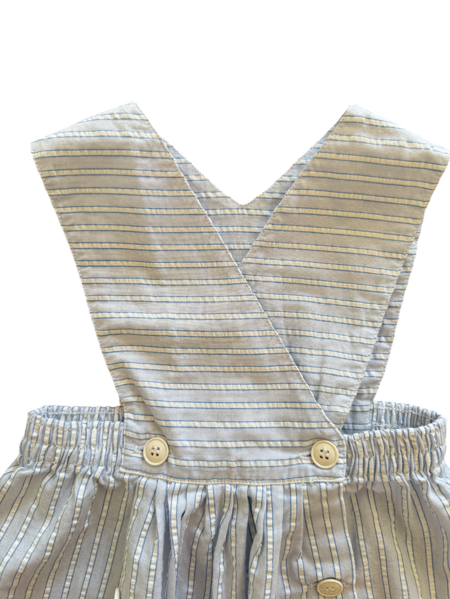 Jupe bretelles rayée bleue - 18 mois