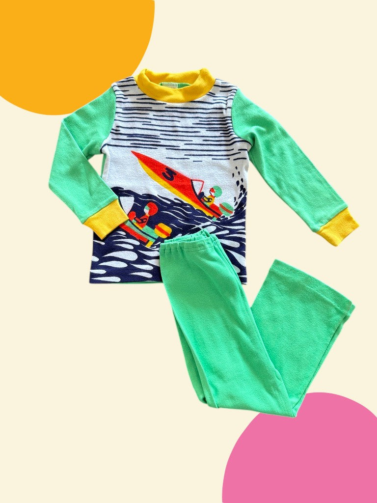 Ensemble long course bateaux vert - 24 mois