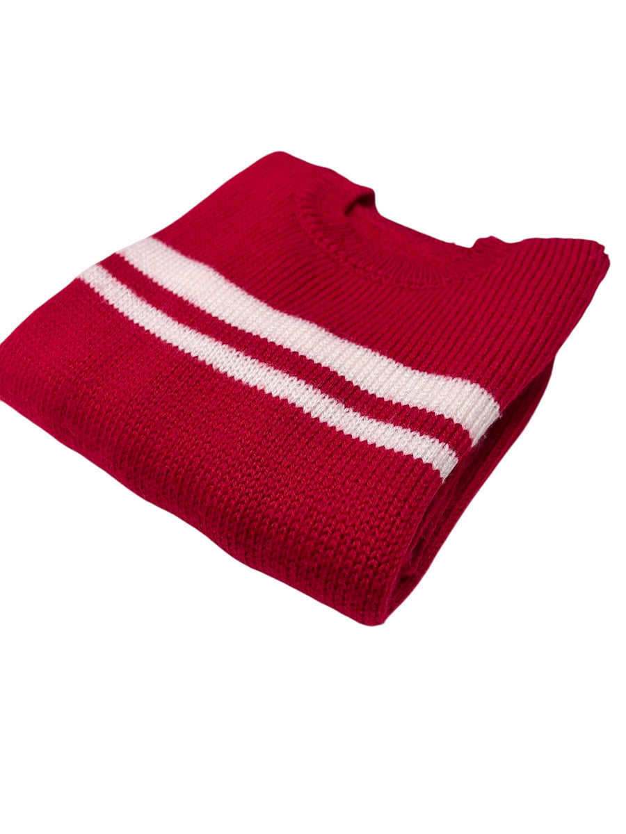 Pull jacquard rouge et blanc - 12 ans