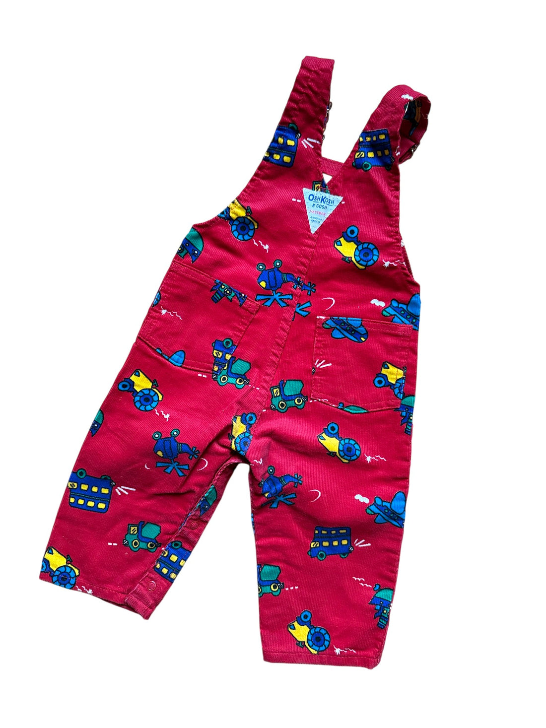 Salopette velours vehicules rouge - 12 mois