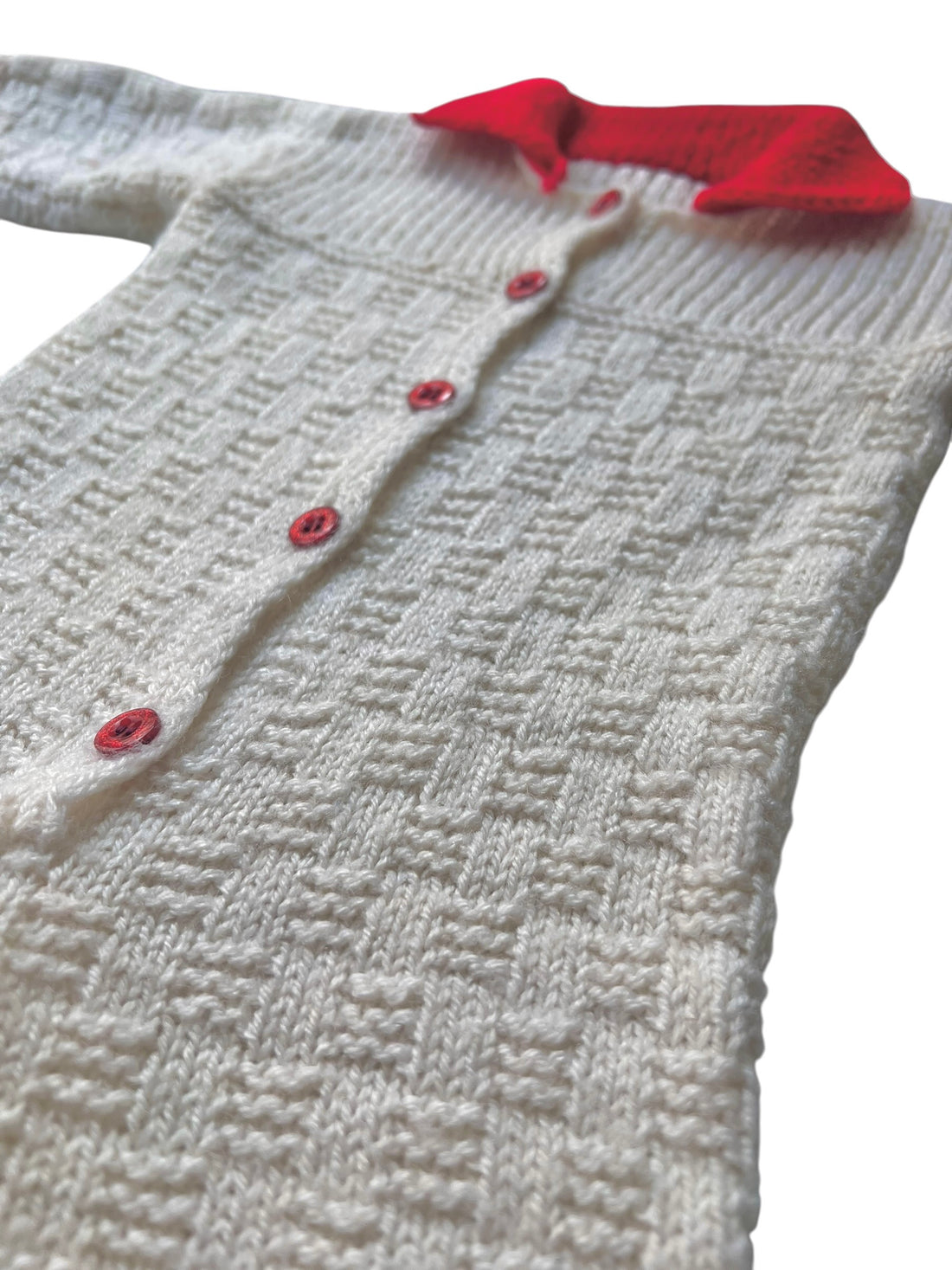 Combinaison tricot écru et rouge - 3 mois
