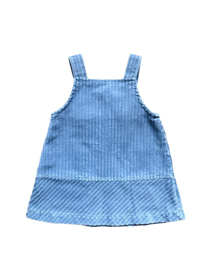Robe salopette velours côtelé bleue - 12 mois