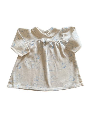 Robe molleton cigognes blanche - 12 mois