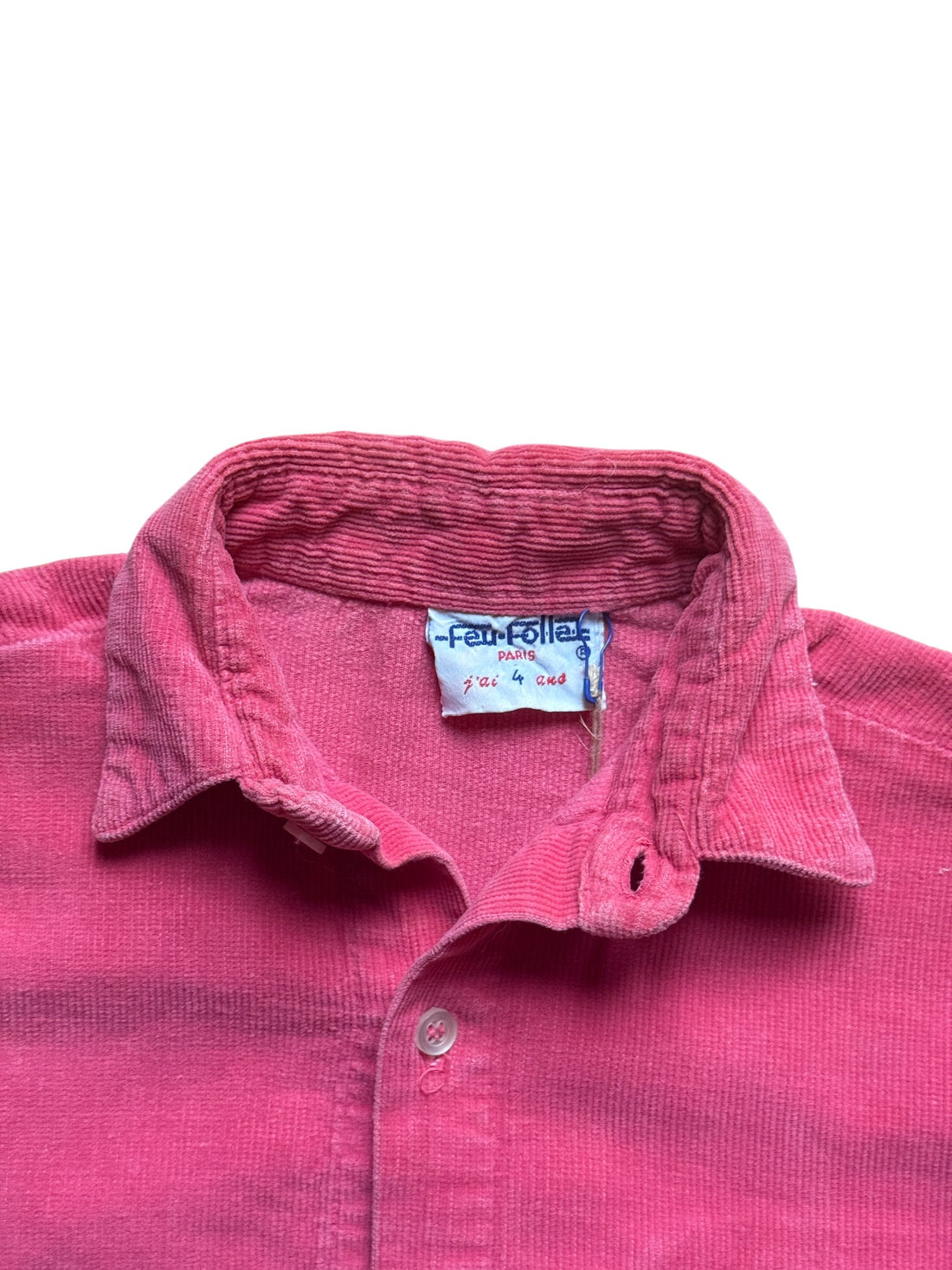 Chemise velours côtelé rose made in France - 4 ans