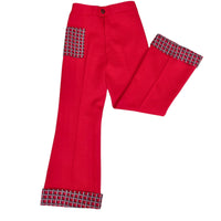 Pantalon 70's poche jacquard rouge - 6/7 ans