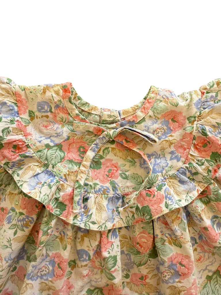 Robe fleurie volant et noeud - 12 mois