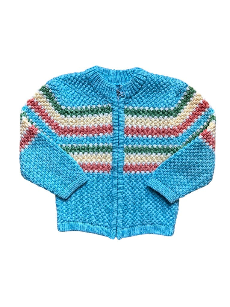 Gilet zippé rayé bleu - 6 ans