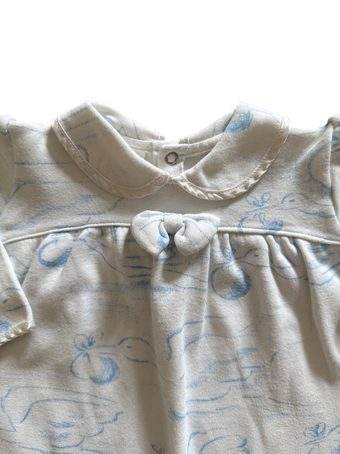 Robe molleton cigognes blanche - 12 mois