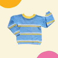 Pull ajouré bleu et jaune - 18/24 mois