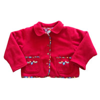 Veste polaire fleurie rouge - 4 ans