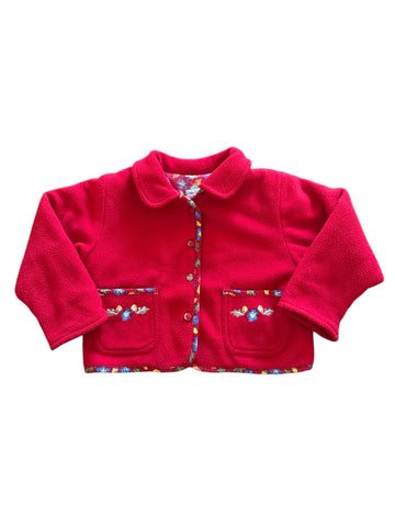 Veste polaire fleurie rouge - 4 ans