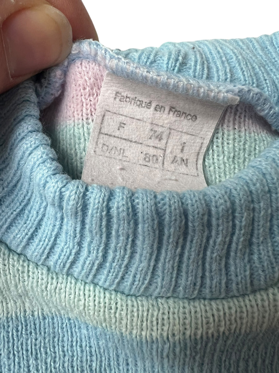 Robe pull rayée pastel - 12 mois