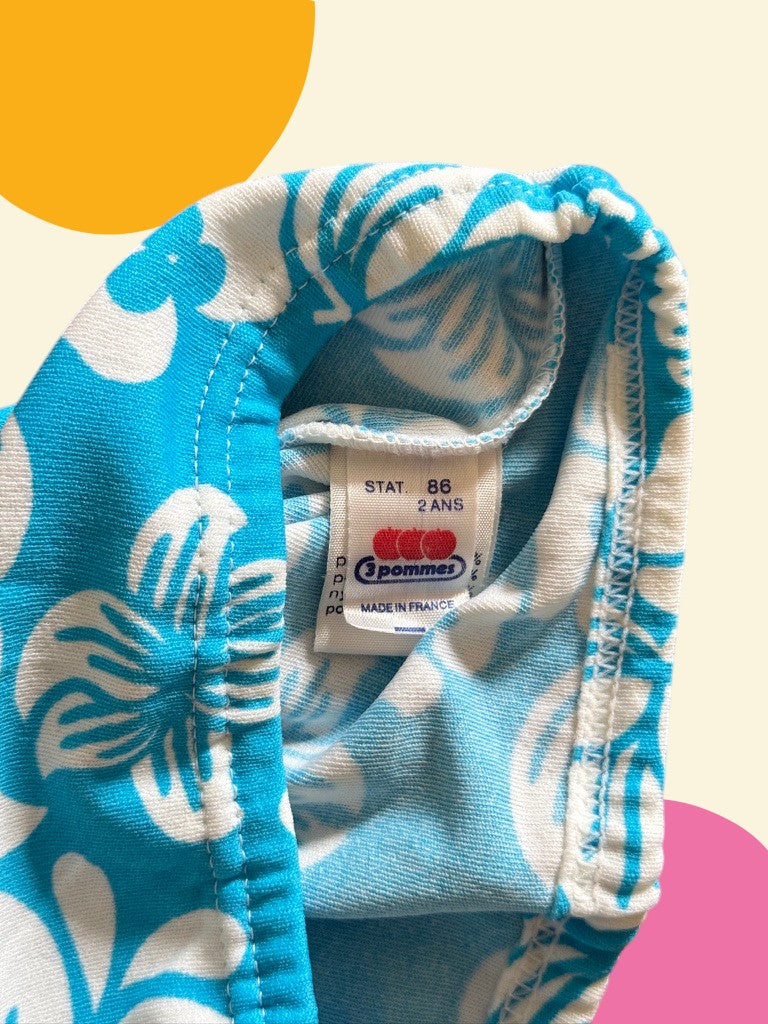 Boxer de bain fleurs hawaïenne bleu - 24 mois