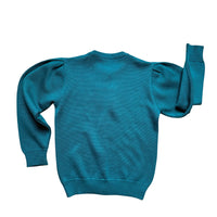 Pull jacquard vert avec laine - 12 ans