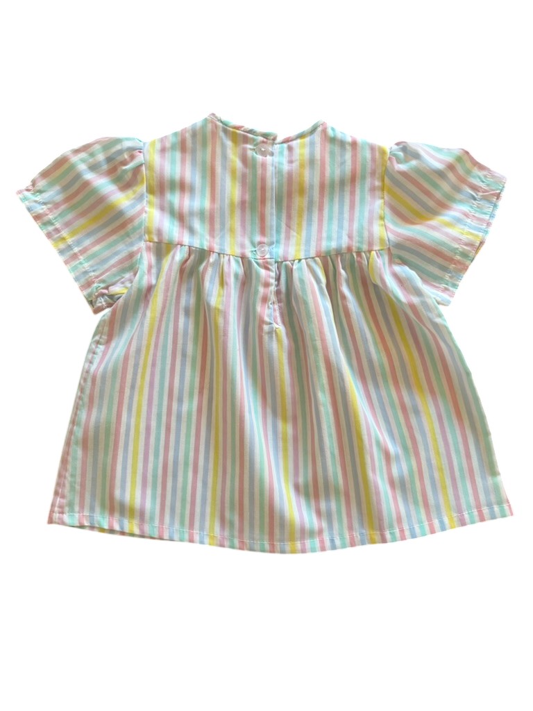 Robe rayée pastel noeud - 18 mois