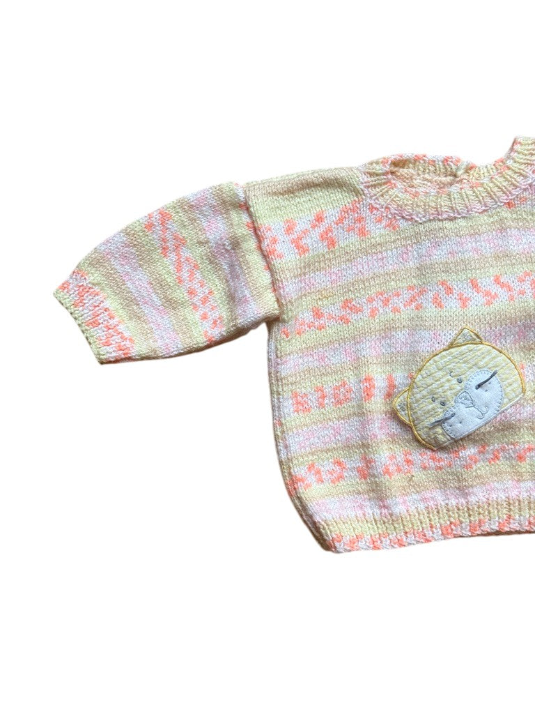 Pull chat orangé - 3 mois