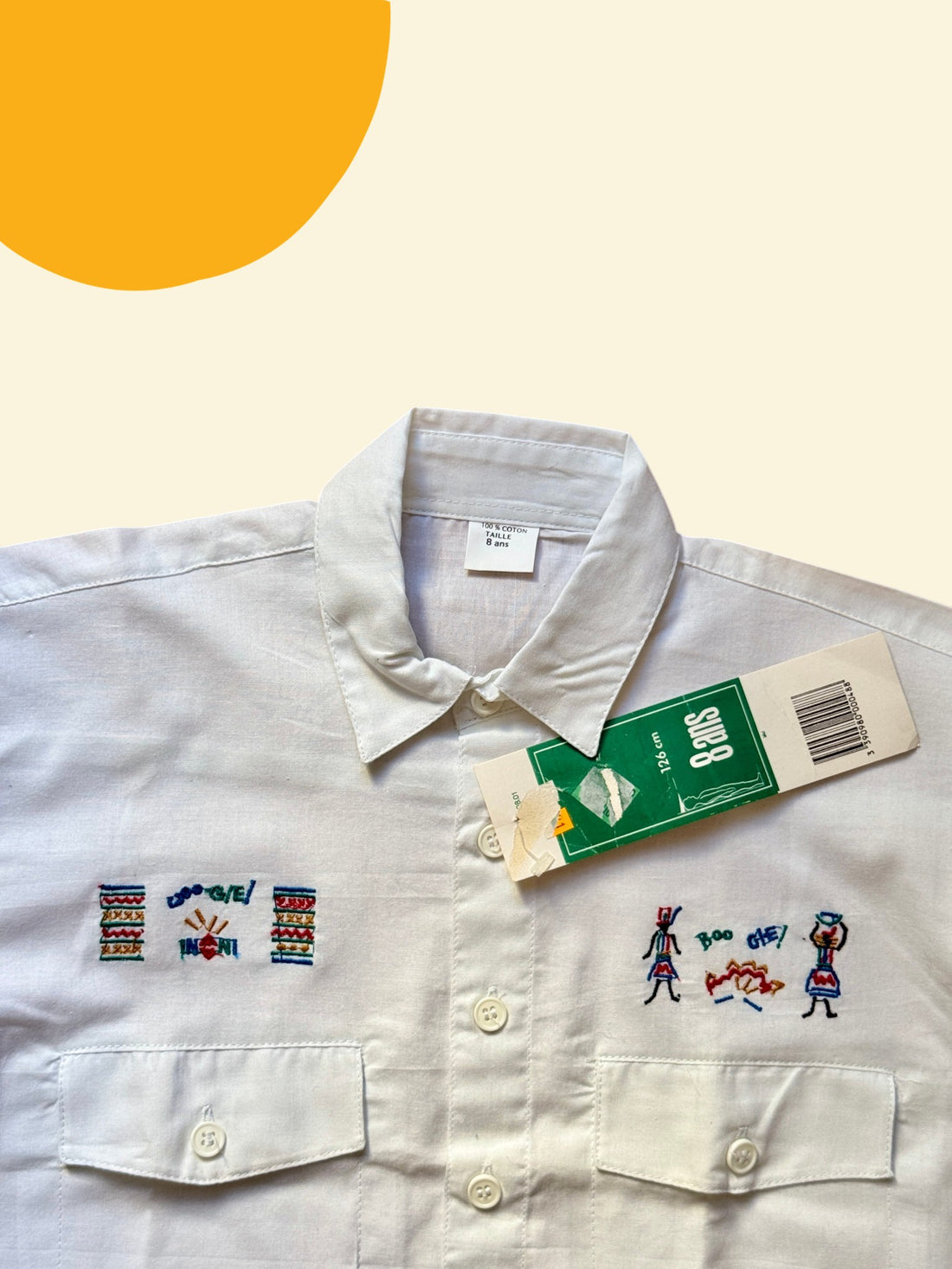 Chemisette broderies afrique blanche - 8 ans