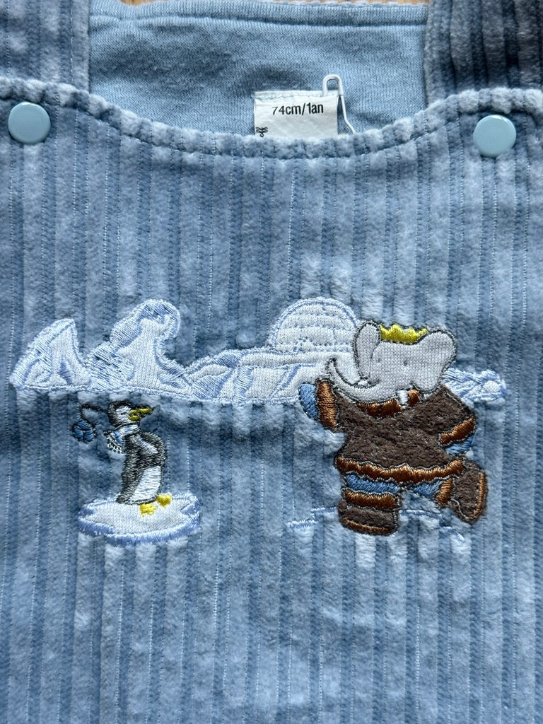 Robe salopette velours côtelé bleue - 12 mois