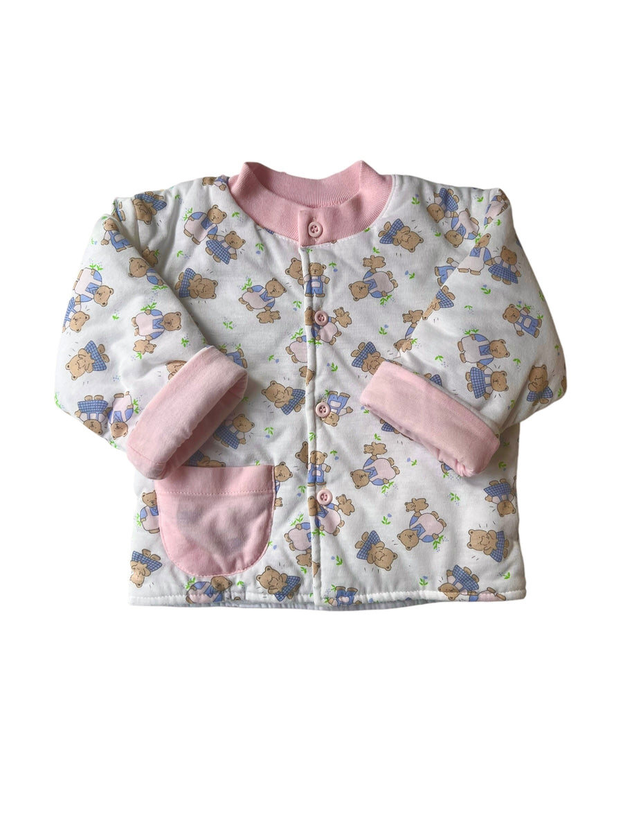 Ensemble gilet + combi nounours rose - 6 mois