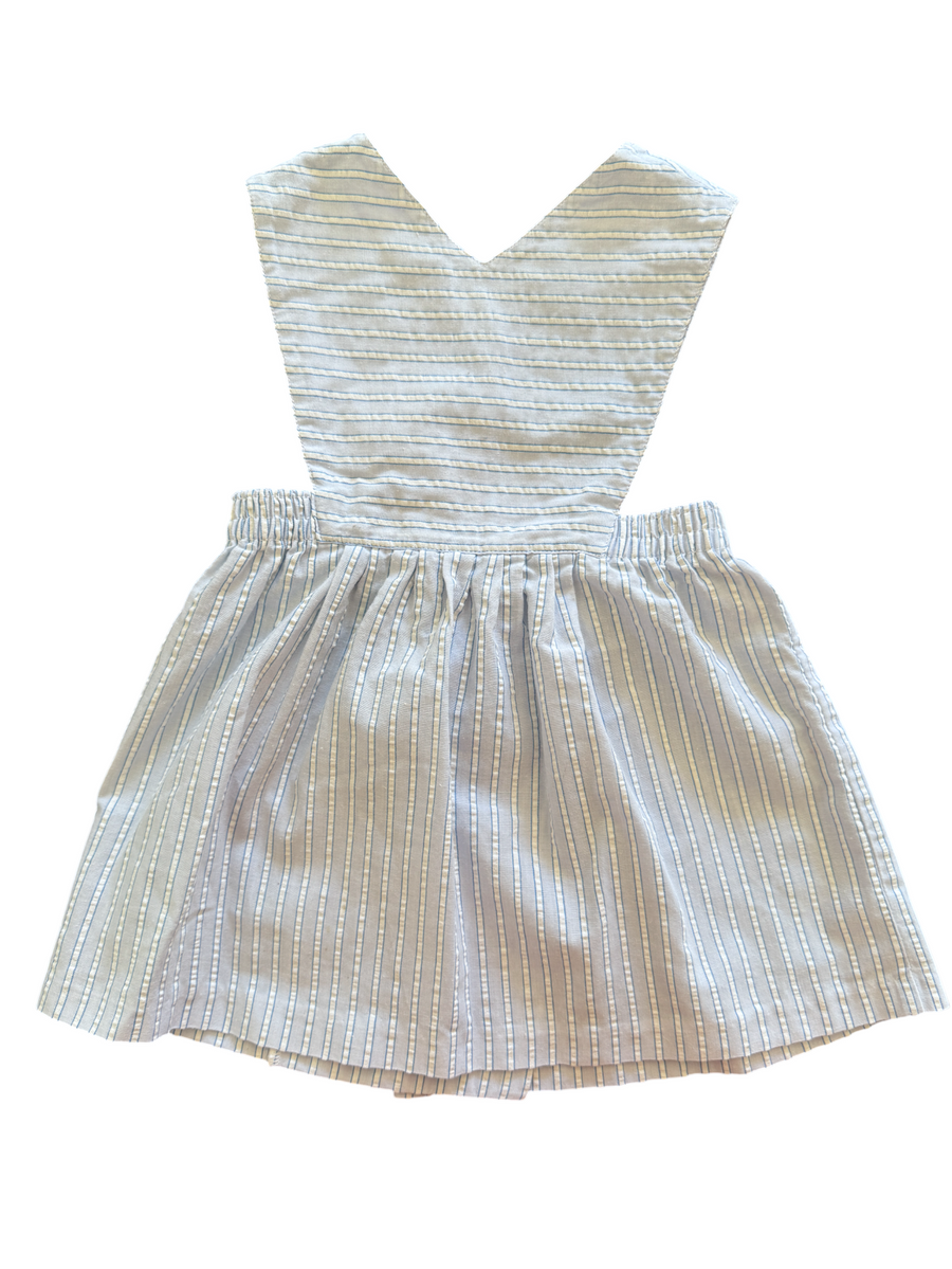 Jupe bretelles rayée bleue - 18 mois