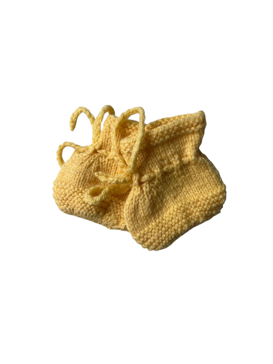 Chaussons tricot jaune - naissance