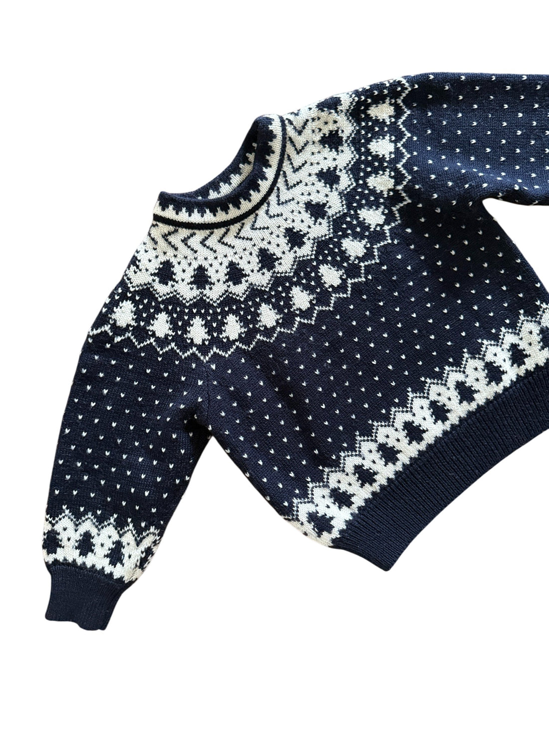 Pull jacquard marine et écru - 3 ans