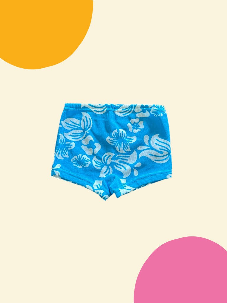 Boxer de bain fleurs hawaïenne bleu - 24 mois