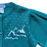 Pull jacquard vert avec laine - 12 ans