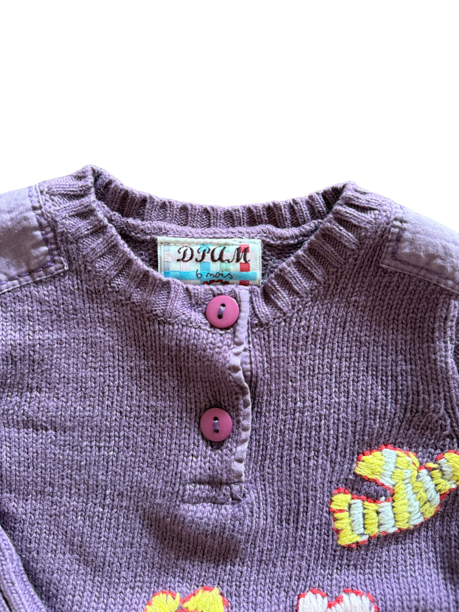Pull maille violet - 6 mois