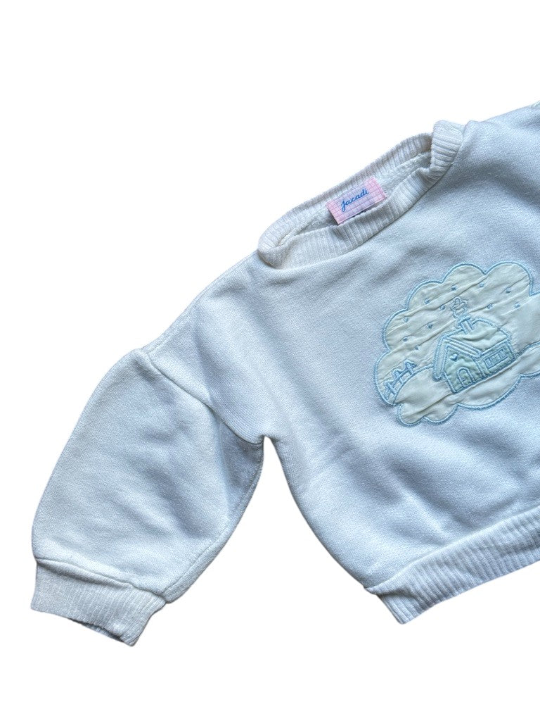 Sweat blanc patch brodé - 6 mois