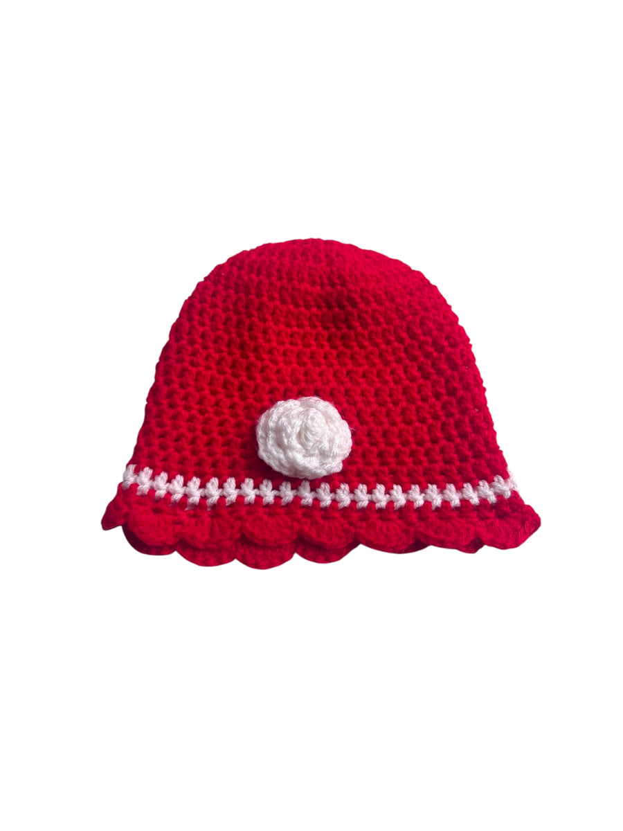 Chapeau crochet rouge - 6/12 mois