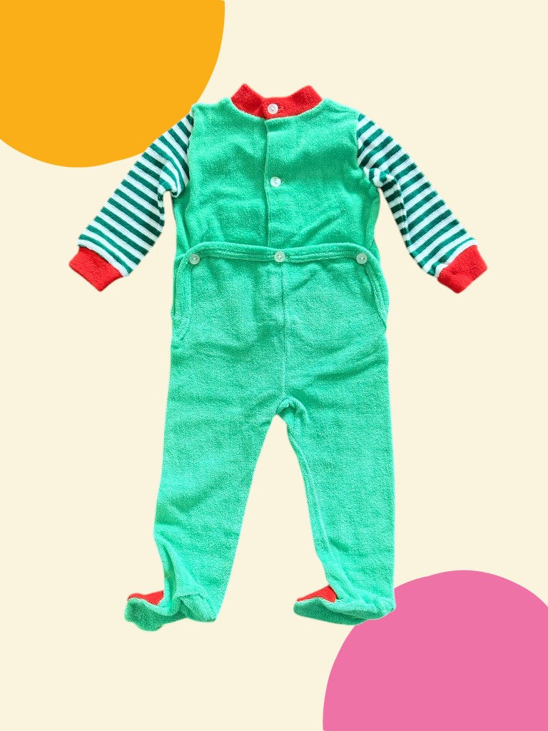 Pyjama rayé vert ours bain - 12 mois