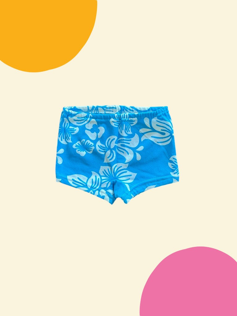 Boxer de bain fleurs hawaïenne bleu - 24 mois