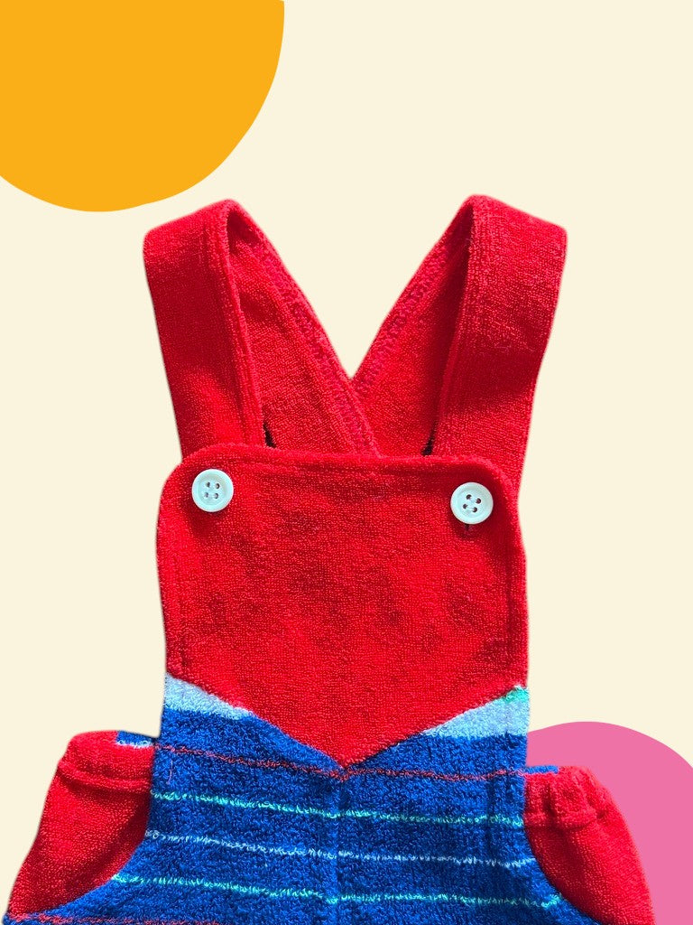 Salopette courte rayée rouge et marine - 6 mois