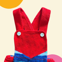 Salopette courte rayée rouge et marine - 6 mois