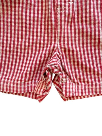 Salopette vichy brodée rouge - 18 mois