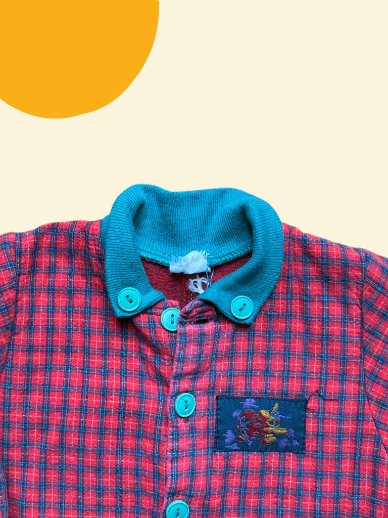 Combinaison tartan rouge et vert - 12 mois