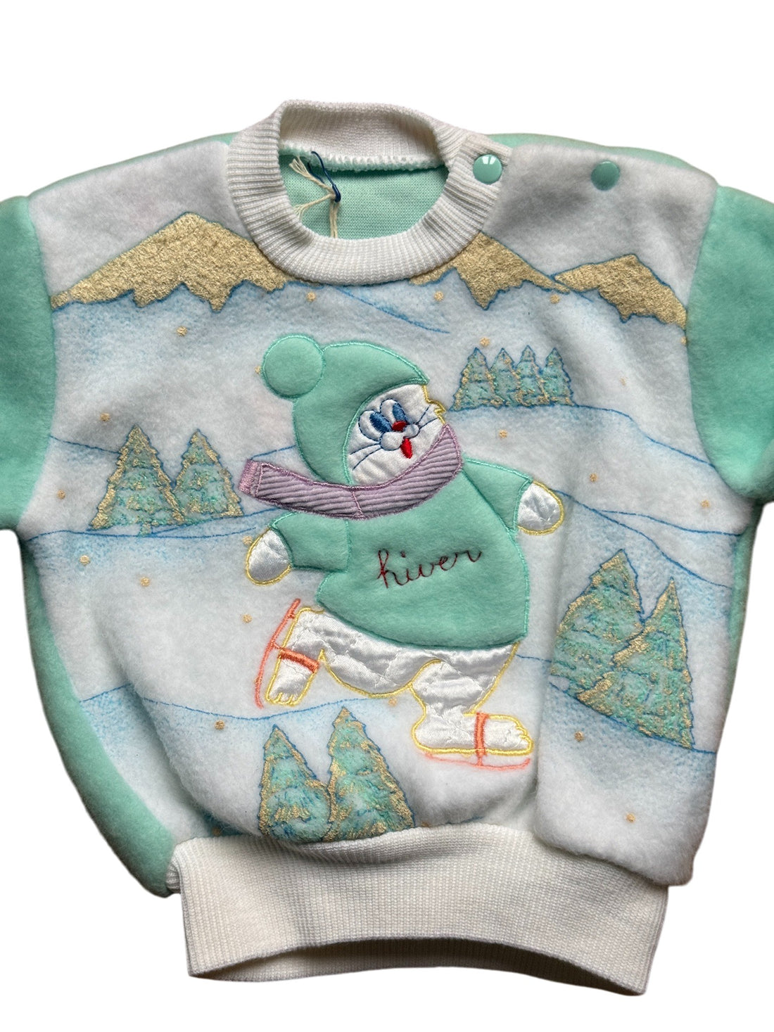 Sweat polaire brodé skieur - 12 mois