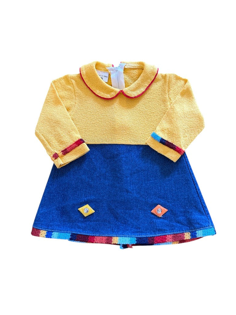 Robe bi-matière 70s - 12 mois