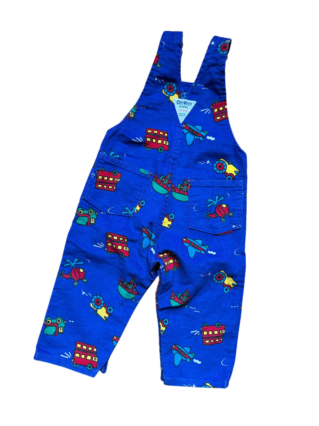 Salopette velours vehicules bleue - 18 mois