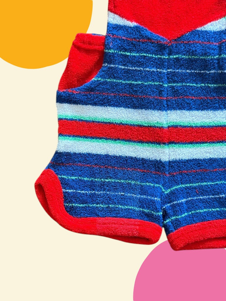 Salopette courte rayée rouge et marine - 6 mois